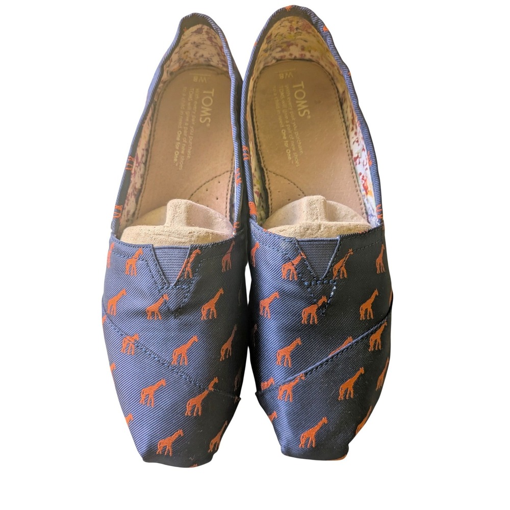 TOMS Alpargata Slip On Women 8W Quirky Safari Animal Rare Giraffe Print Casual